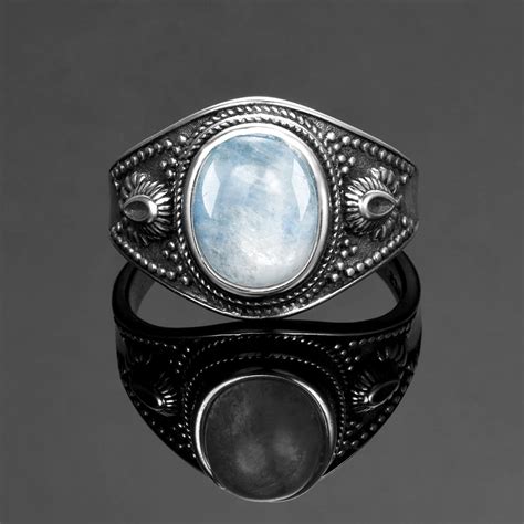 Кольцо из серебра пробы с натуральным лунным камнем | AliExpress