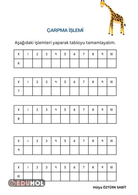 Çarpma İşlemi Etkinliği Eduhol Ders Videoları İzle Online Test