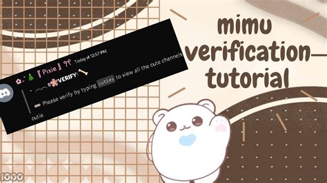 How To Set Cute Mimu Verification Discord Tutorial Youtube