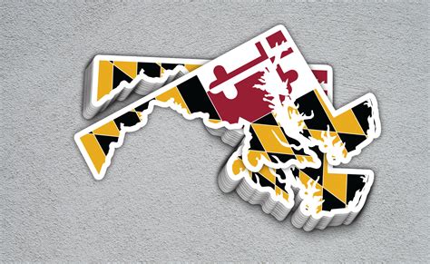 Maryland State Flag Vinyl Sticker Embossed Ink Option Laptop Etsy