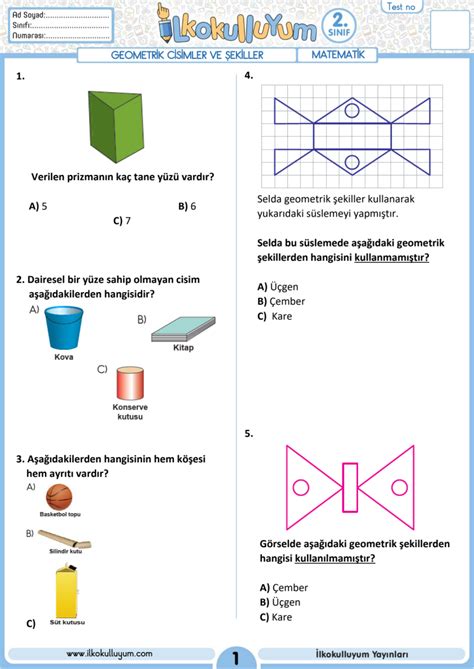 2 Sınıf Matematik R N Geometrik Cisimler ve Şekiller Dosyaları