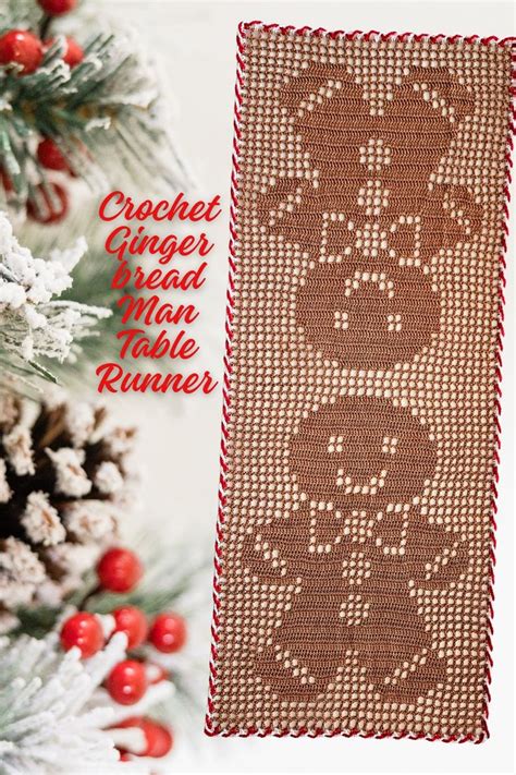 Gingerbread Man Table Runner Handmadebyraine Christmas Crochet