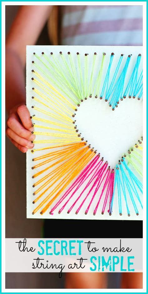 How To Make String Art Beautiful Rainbow Thread Heart Tutorial