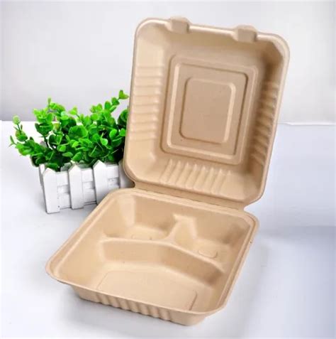 Natual Biodegradable Takeaway Box Recycle Paper Pulp Food Box