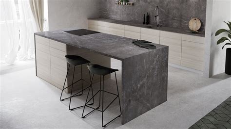 Plan de travail en marbre en matériau Laos en Dekton de couleur gris