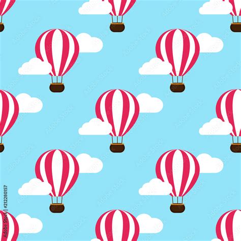 Hot Air Balloon In The Clouds Background Vector Illustration Stock Vector Adobe Stock
