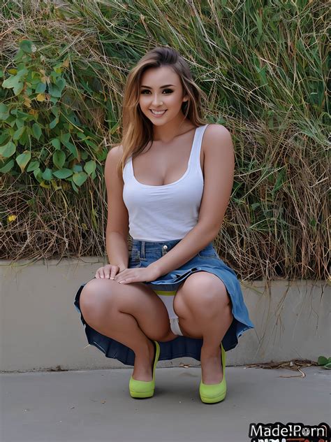Porn Image Of Tank Top Belarusian Mini Skirt Realistic Art Panties Squatting Amateur Created By AI