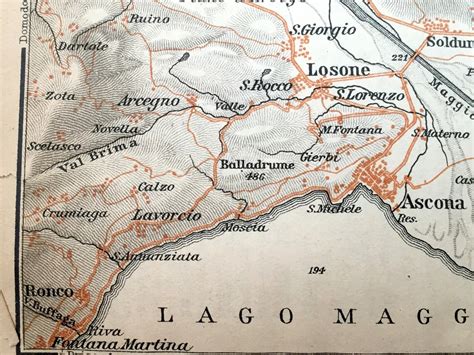 Antique 1904 Locarno Switzerland Map From Baedekers Guide Etsy