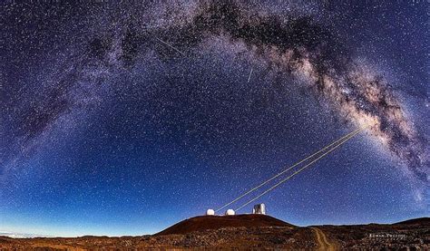 Keck Observatory Firing The Adaptive Optics Lasers On The Summit Of