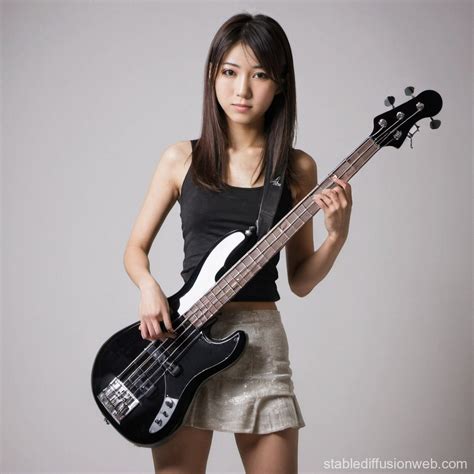 Displaying A Bass Guitar With Four Strings In Her Hands Being A Glamour