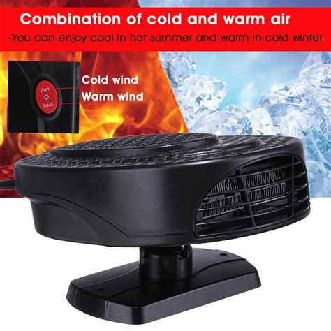 New 2 In 1 24v Car Auto Portable Electric Heater Heating Cooling Fan Defroster Demister 360