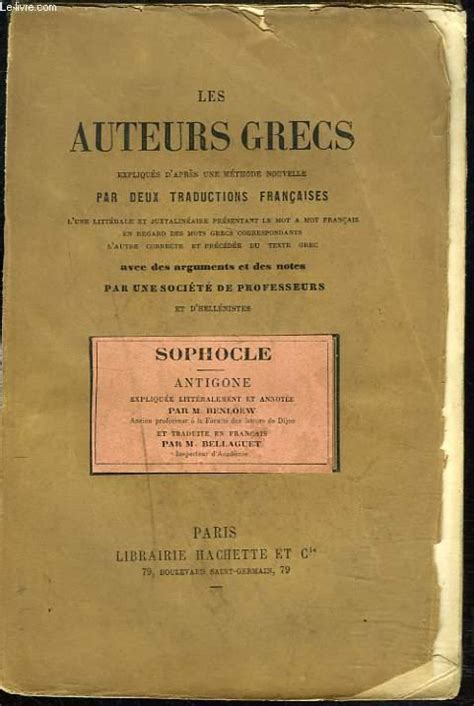 Antigone Les Auteurs Grecs Expliques D Apres Une Methode Nouvelle