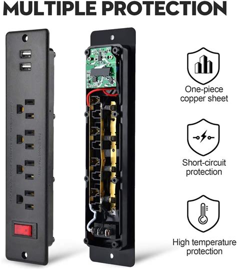 Tira de alimentación USB empotrada con enchufe de alimentación extensor