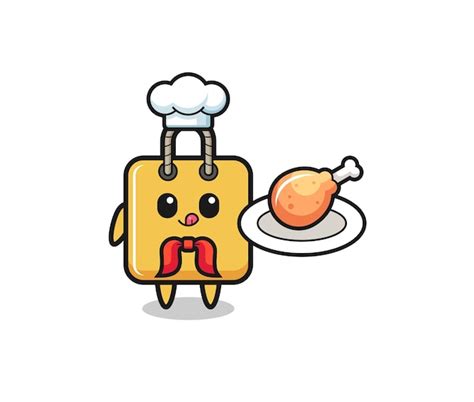 Premium Vector Shopping Bag Fried Chicken Chef Cartoon Character