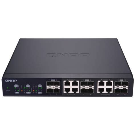 Qnap 12 Port Unmanaged 10gbe Switch Twelve Sfp With Shared Eight 10g Base T Ports 240gbps