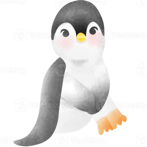 Adorable Penguin Delight Cute Hand Drawn Watercolor Illustration For