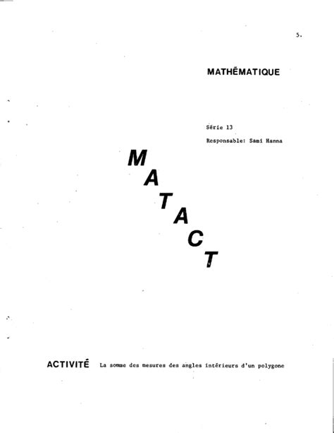 La Somme Des Mesures Des Angles Interieurs D Un Polygone