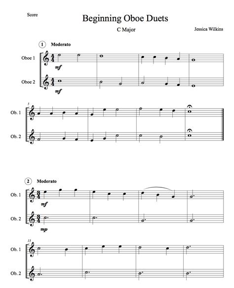 Beginning Oboe Duets Digital Download Jdw Sheet Music