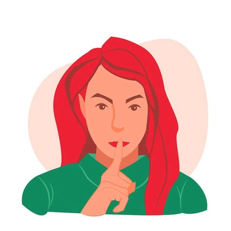 Premium Vector Shhh Woman Keeps Finger On Lips Demonstrates Silence