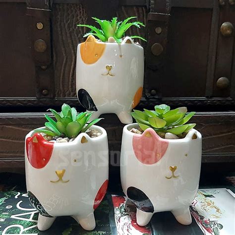 Vaso Decorativo Cachepot Vasinhos Bichinhos Gato Gatinho Raposa Panda