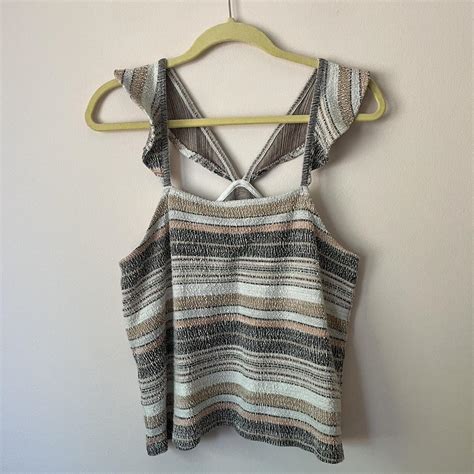 Madewell Texture And Thread Ruffle Strap Tank Top In Depop