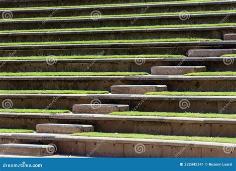 Outdoor Amphitheatre Steps Made Of Stone And Grass Stock Image Image