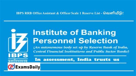 Ibps Rrb Office Assistant Officer Scale Reserve List