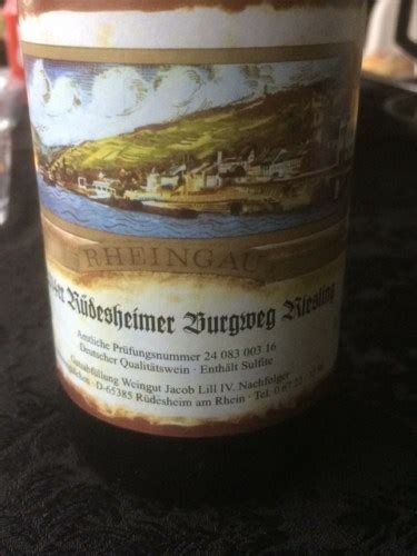 Jacob Lill Iv Nachfolger R Desheimer Burgweg Riesling Vivino Us