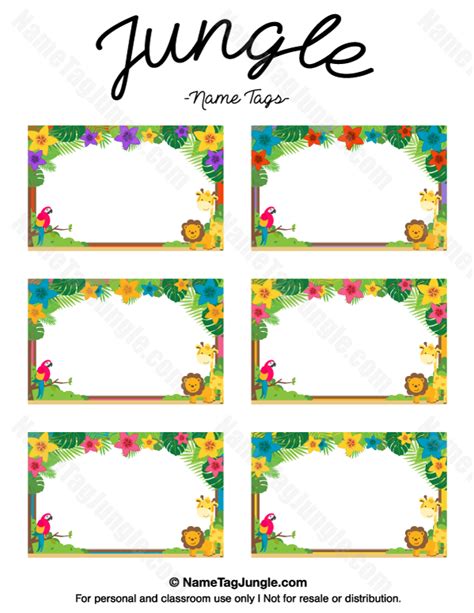 Jungle Name Tags Printable - Printable Word Searches