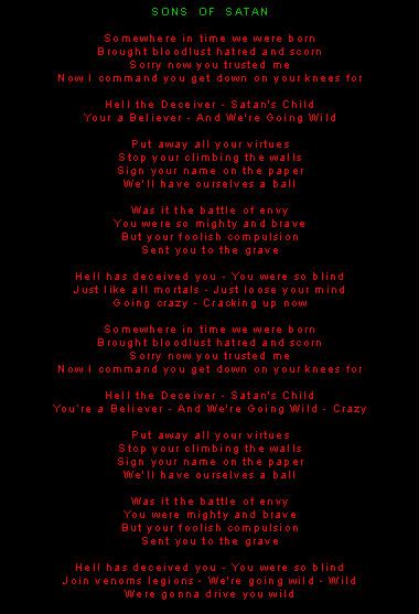 Venom Lyrics Page ~ WELCOME TO HELL (1981)