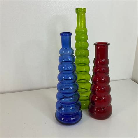 Vintage Mid Century Beehive Stacking Bubble Glass Vases Set Of 3