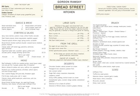 Bread Street kitchen Menu & Price List Singapore Updated 2024