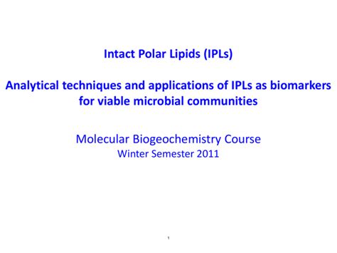 Intact Polar Lipids Ipls For Viable Microbial Communities