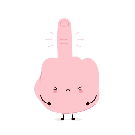 Premium Vector Cute Funny Middle Finger Fuck You Gesture Cartoon Character Illustration Icon