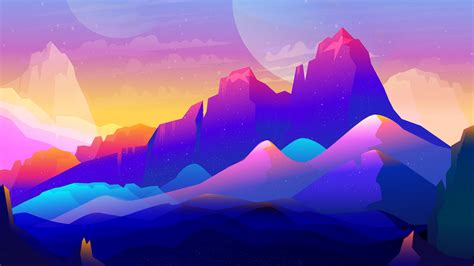 X Rock Mountains Landscape Colorful Illustration Minimalist