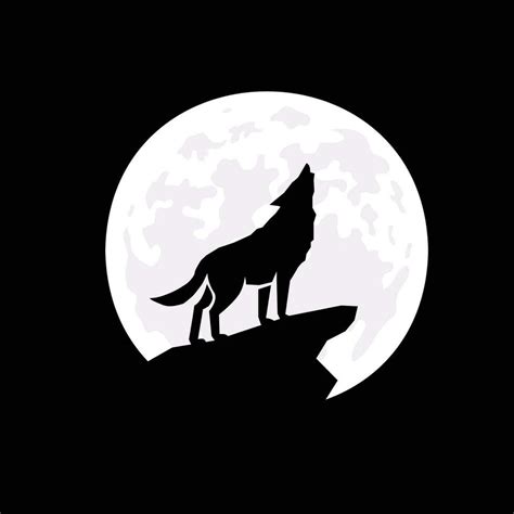 Full Moon With Howling Wolf Silhouette Vector Art At Vecteezy