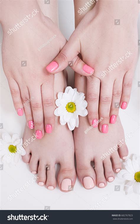 Nude Manicure Pedicure Summer Female Hands 스톡 사진 Shutterstock