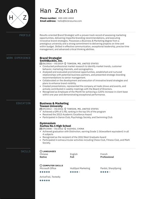 Ejemplo De Curriculum Vitae De Un Estratega De Marca Kickresume