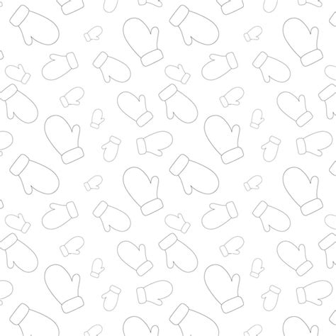 Premium Vector Winter Mittens Background In Black And White Coloring