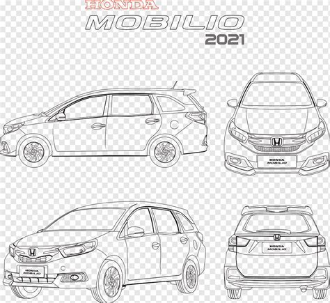 Honda Mobilio 2021 Coche Negro Blanco Contorno Diferentes Puntos De