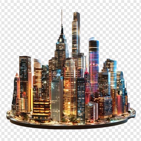 night cityscape illuminated skyscrapers modern architecture urban