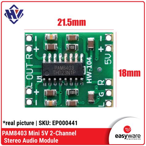 PAM8403 5V Two Channel Stereo Audio Amplifier EasyWare Electronics