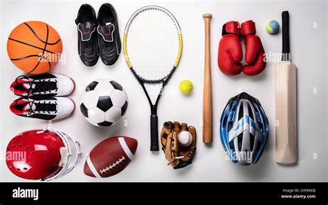 Various Sport Equipment Gear And Accessories Variety Stock Photo - Alamy