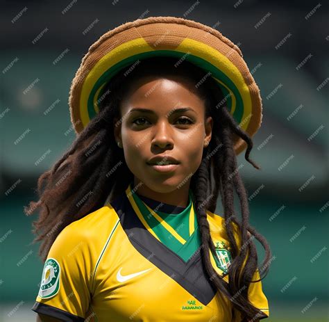 Premium AI Image | female soccer player black brazilian in arena soccer ...