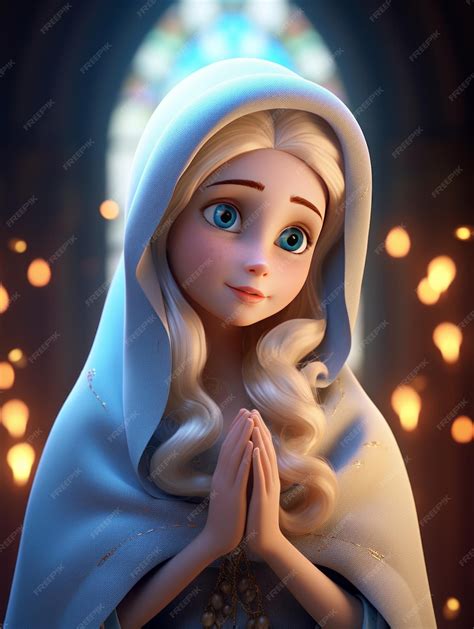 Premium Ai Image 3d Render Cute Mother Mary Avatar