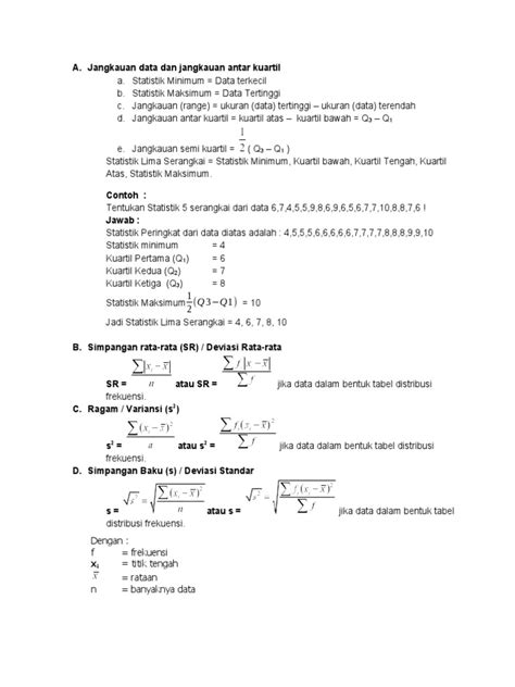 jangkauan data  jangkauan antar kuartil penyimpangan data