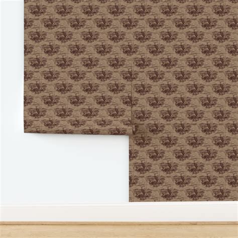 Vintage Cowboy Campfire Toile Medium Wallpaper Spoonflower