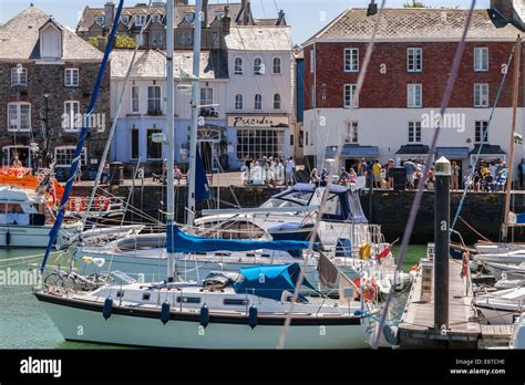 Padstow harbour and shops in summer, Padstow, Cornwall, England, UK Stock Photo - Alamy