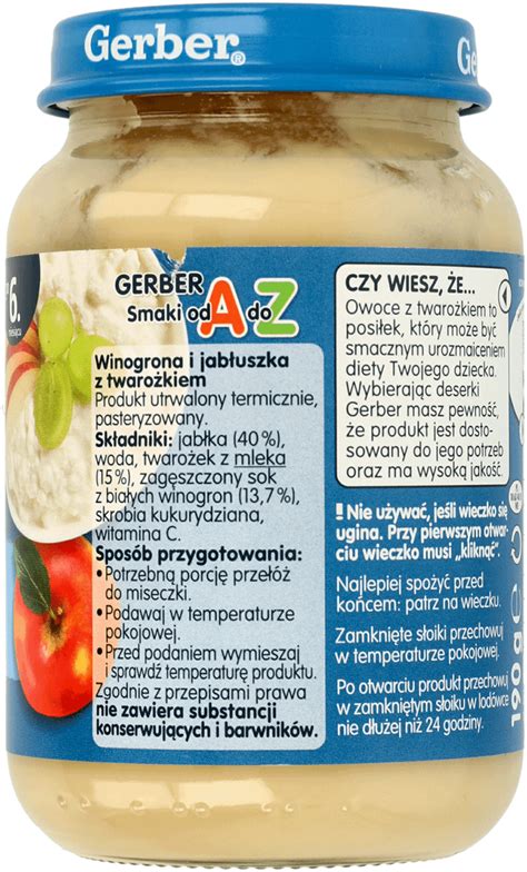 NESTLÉ GERBER mus owocowy z twarożkiem winogrona i jabłuszka po 6 m