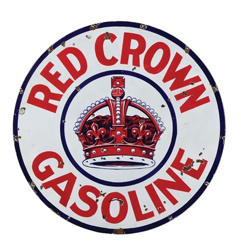 Lot Detail Red Crown Gasoline Porcelain Service Station Sign W Crown